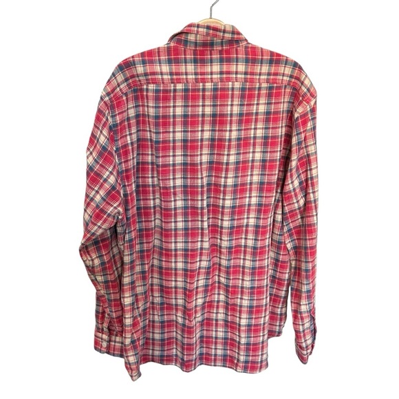 J. Crew Men’s Cotton-Hemp Blend Twill Plaid Shirt in Red/Tan/Blue Size L - Picture 5 of 6
